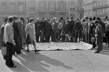 Exhibition-action by the Group of Six Artists, Republic Square, Zagreb